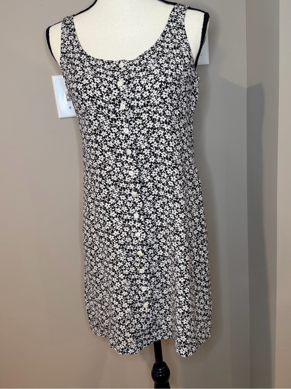 Black & White Floral Button-Front Sundress